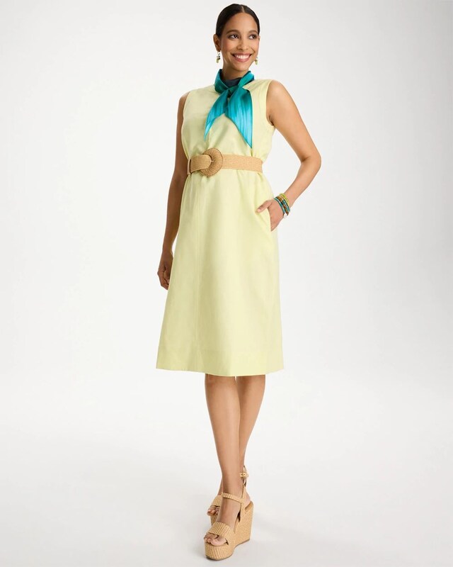 Linen-Cotton Henley Dress - image 2